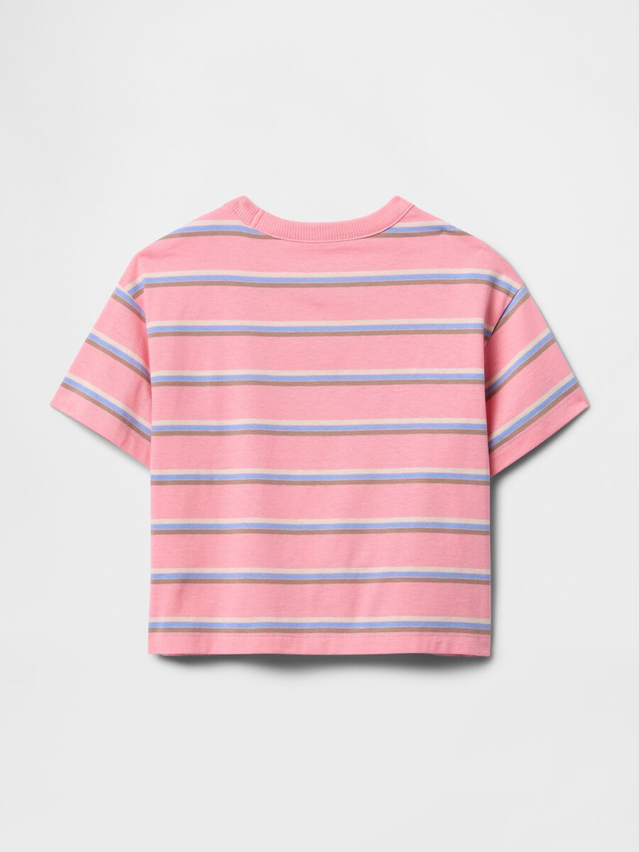 Pink striped pure cotton T-shirt GAP Kids_1