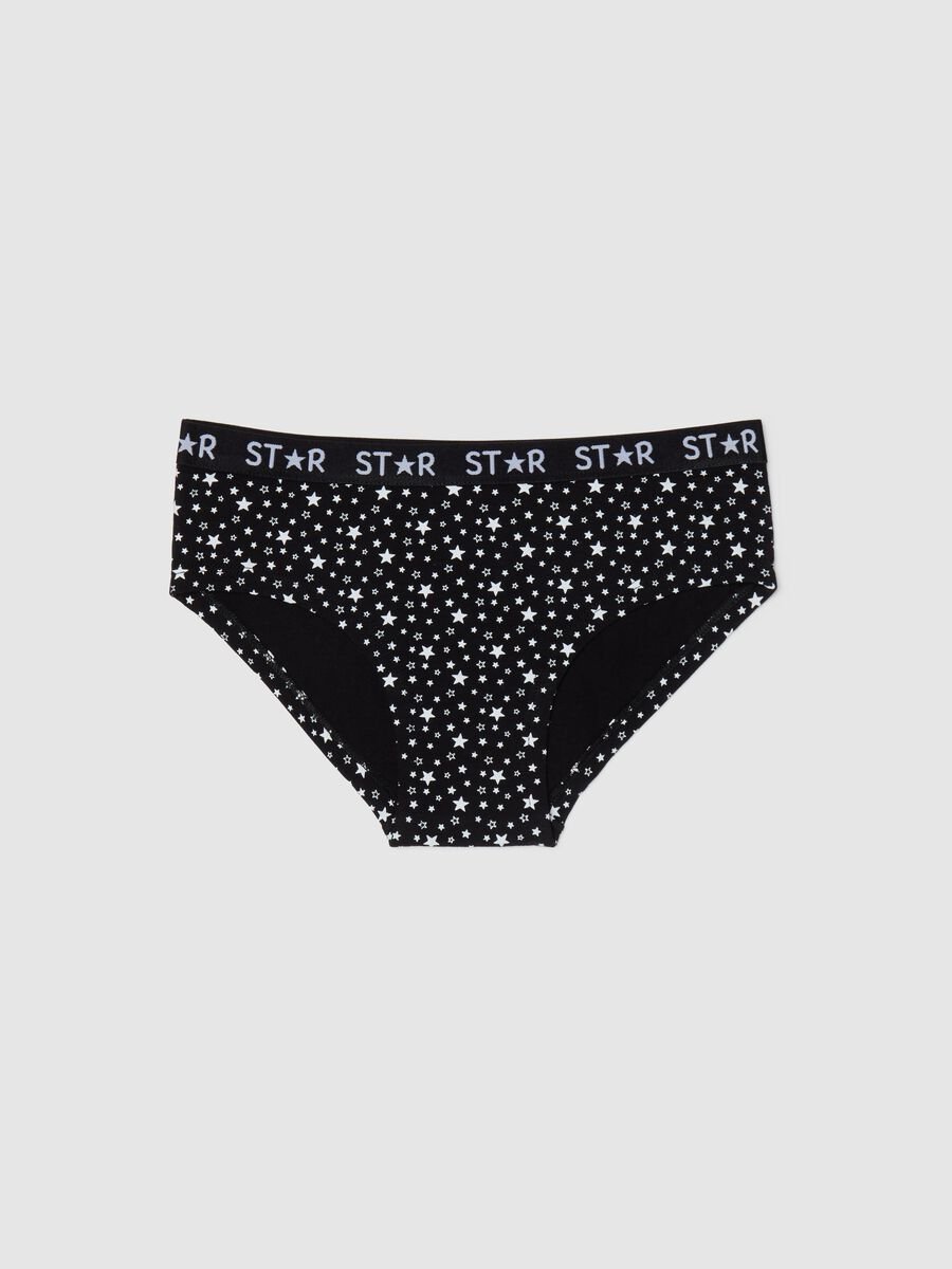 Stretch cotton knicker shorts with star print_0