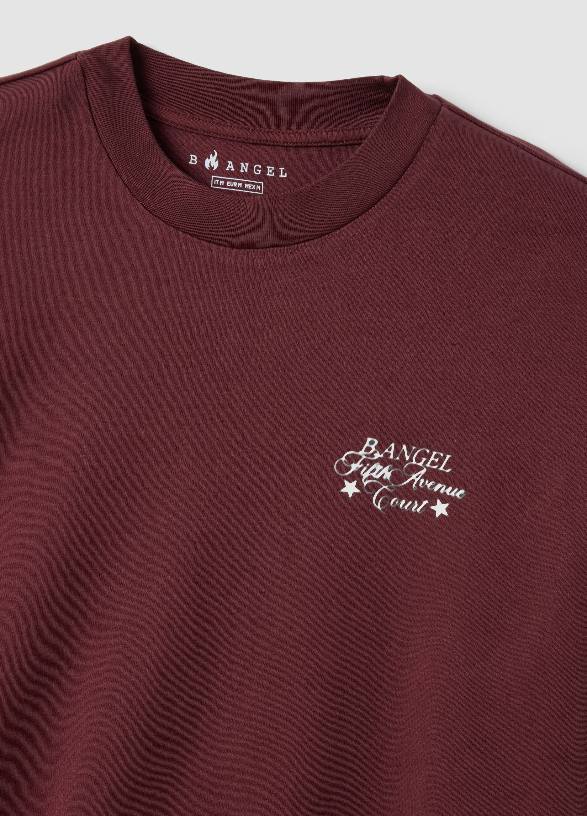 Red cropped pure cotton T-shirt with boxy-fit print