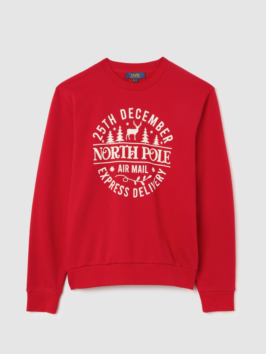 Felpa in misto cotone rossa regular fit con girocollo_4