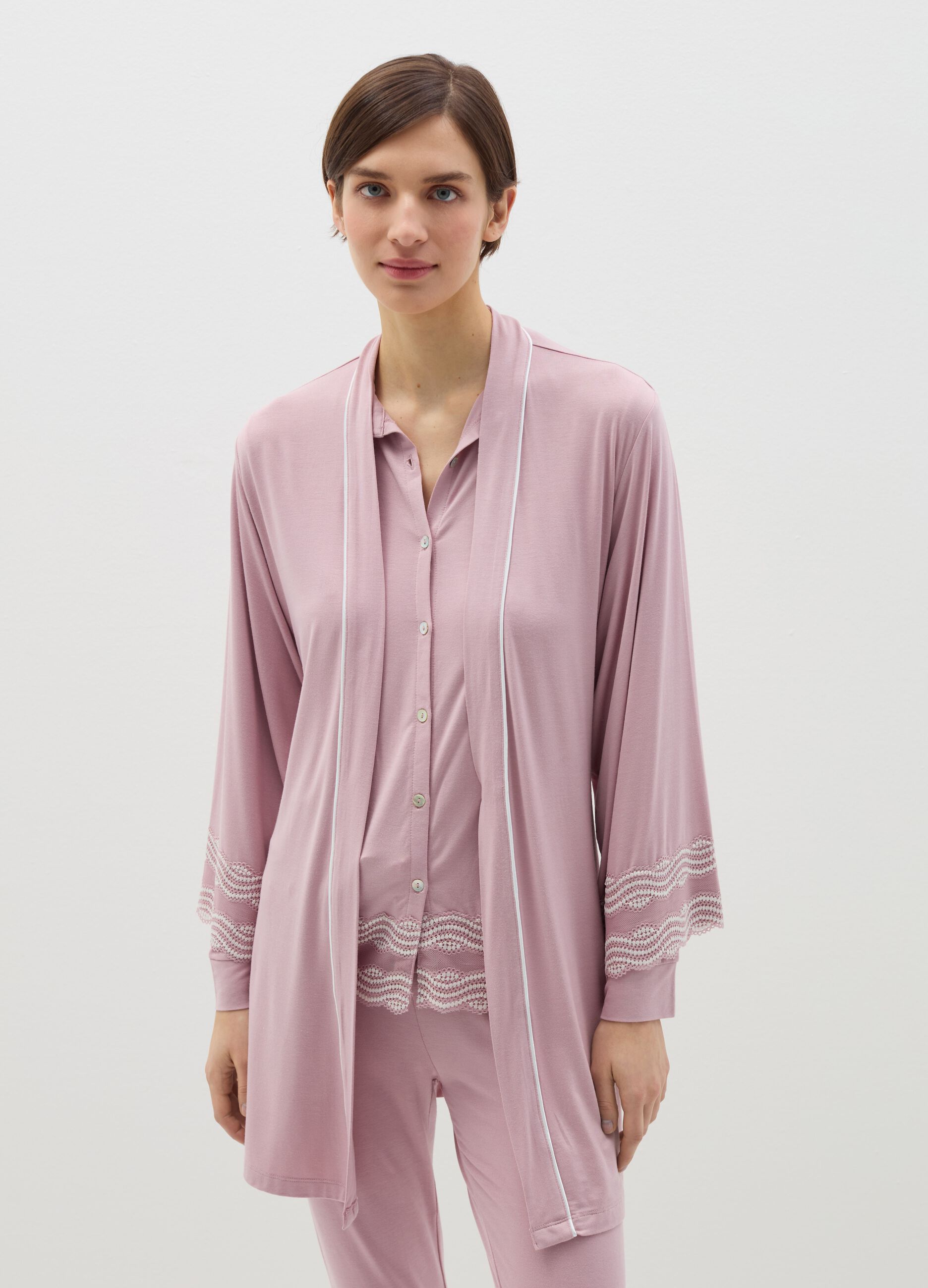 Modal robe with contrasting details
