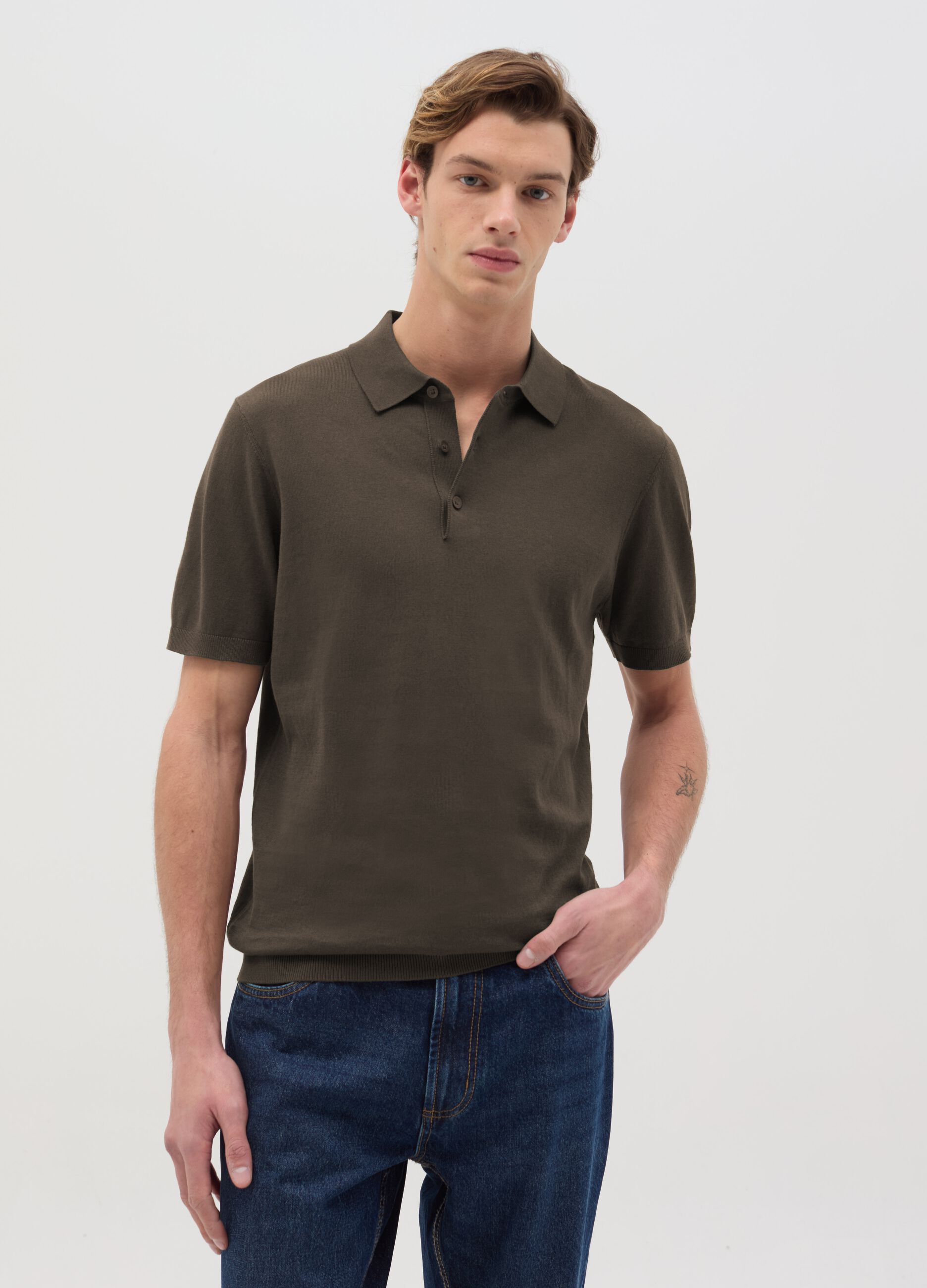 Polo in cotone tinta unita