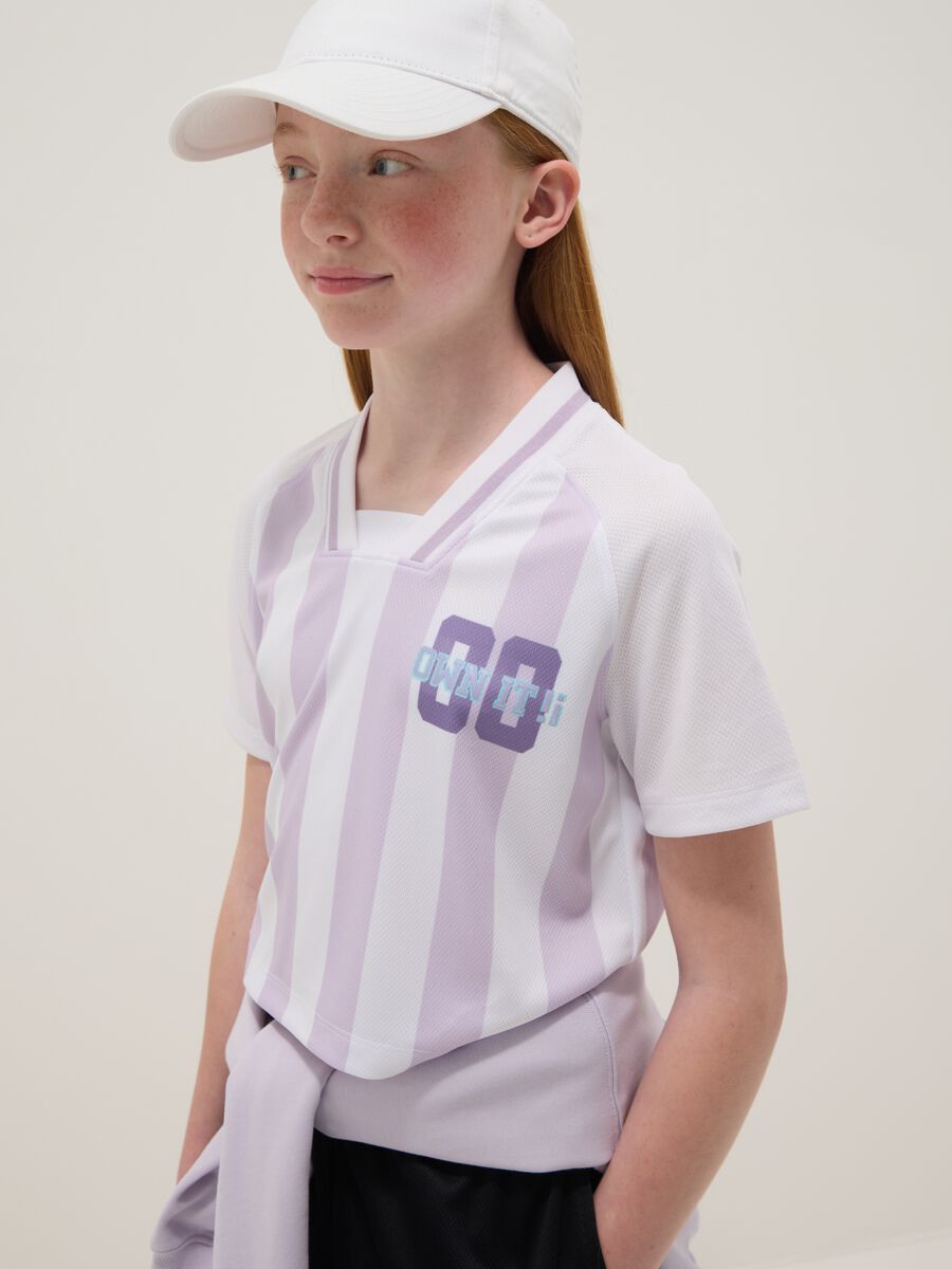 Purple striped short-sleeve T-shirt_0