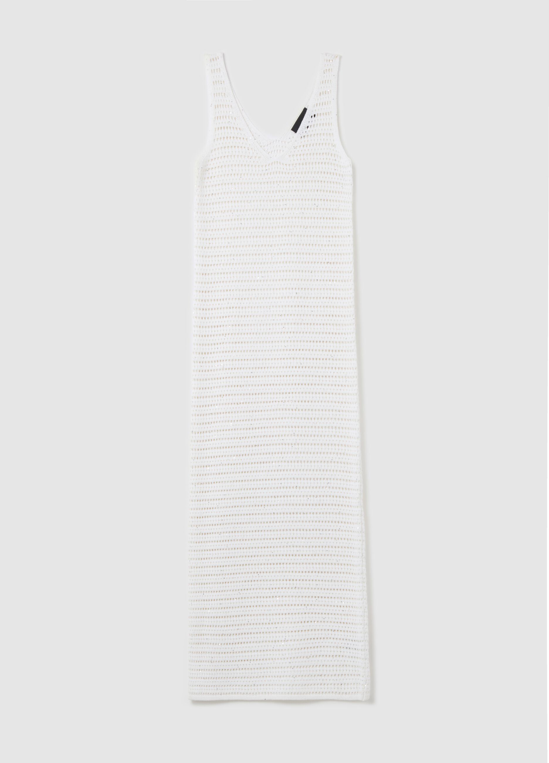 Long sleeveless crochet dress