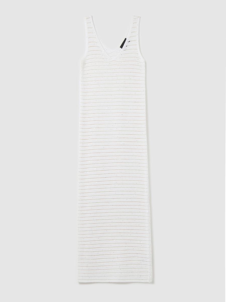 Long sleeveless crochet dress_4