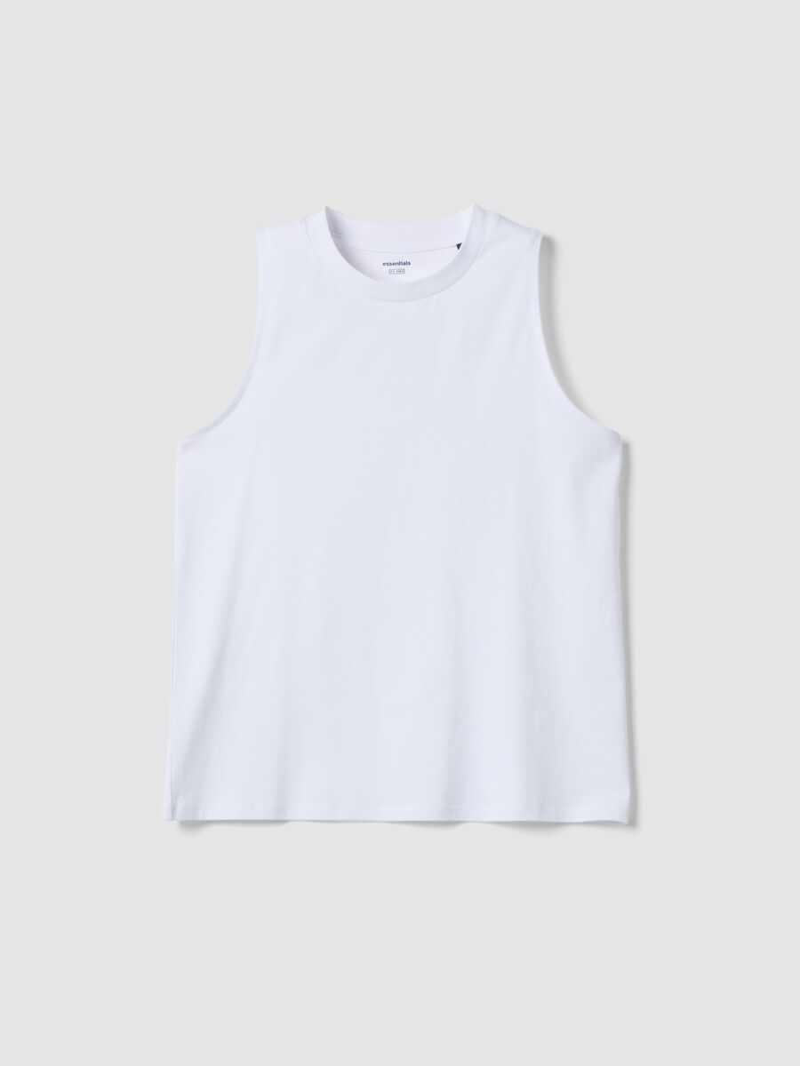 Tank top bianco in puro cotone_4