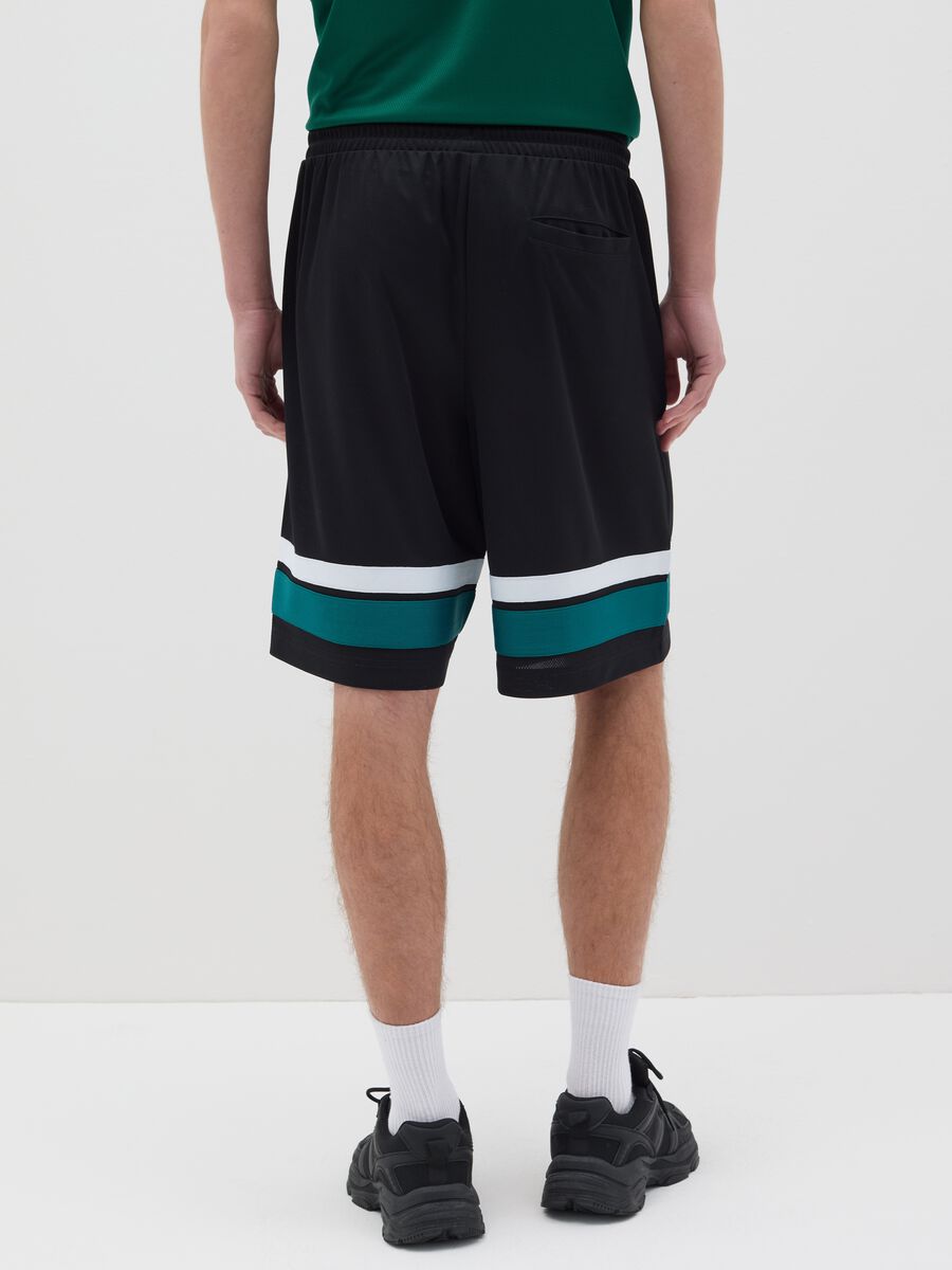 Black Bermuda joggers with NFC print_2