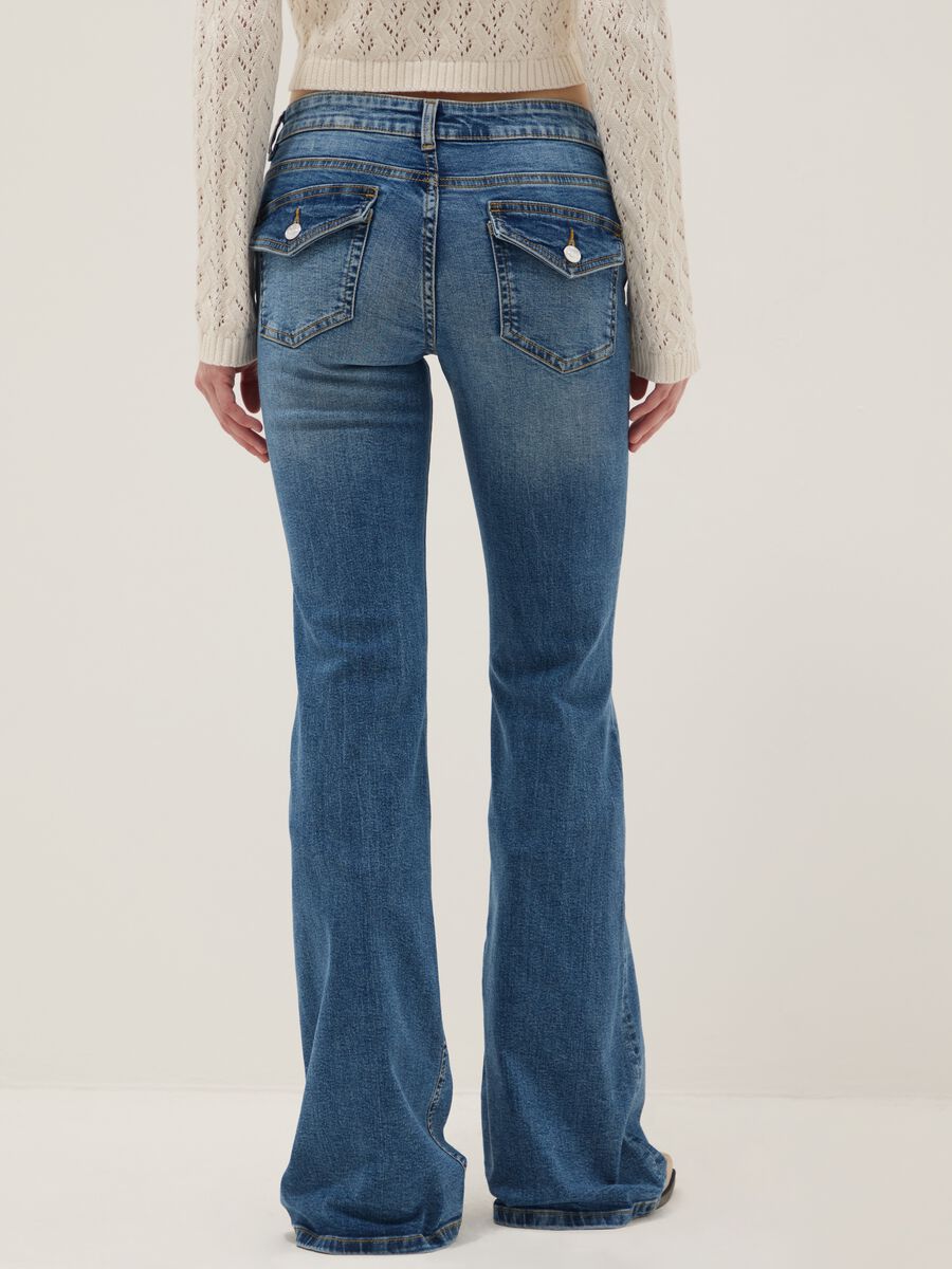 Jeans flare in cotone denim elasticizzato blu_2