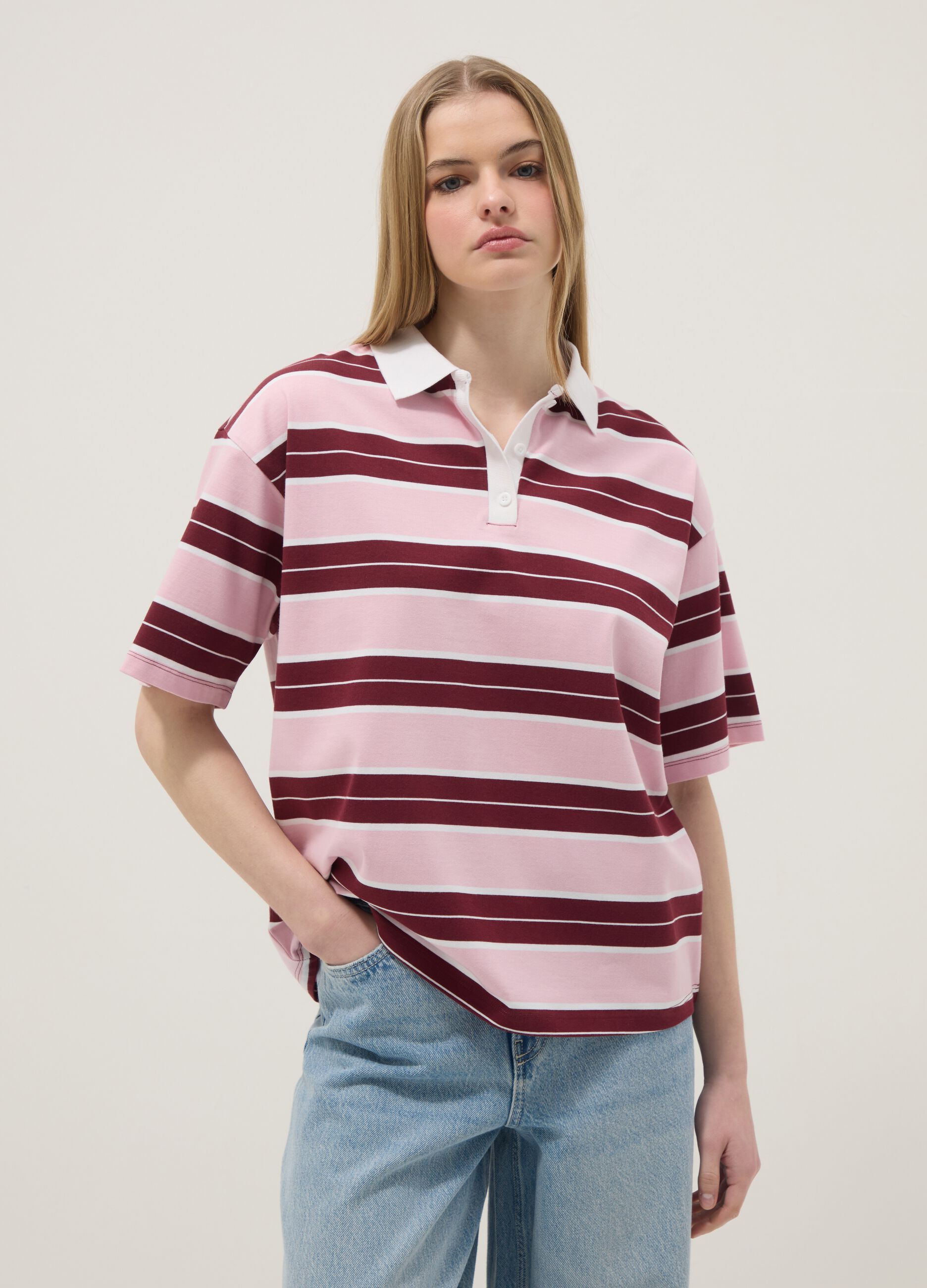 Women's Regular Fit Multi-Coloured Striped Pure Cotton Polo