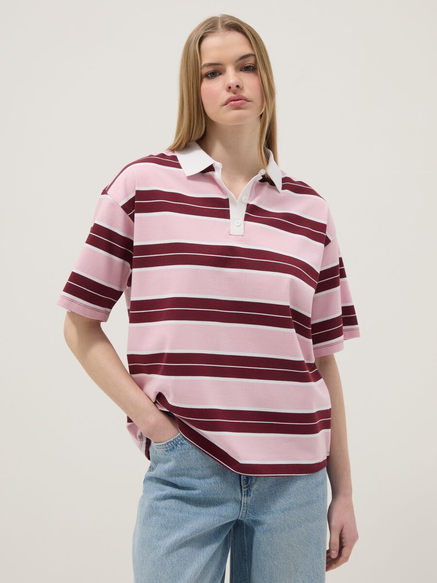 Women's Regular Fit Multi-Coloured Striped Pure Cotton Polo_1