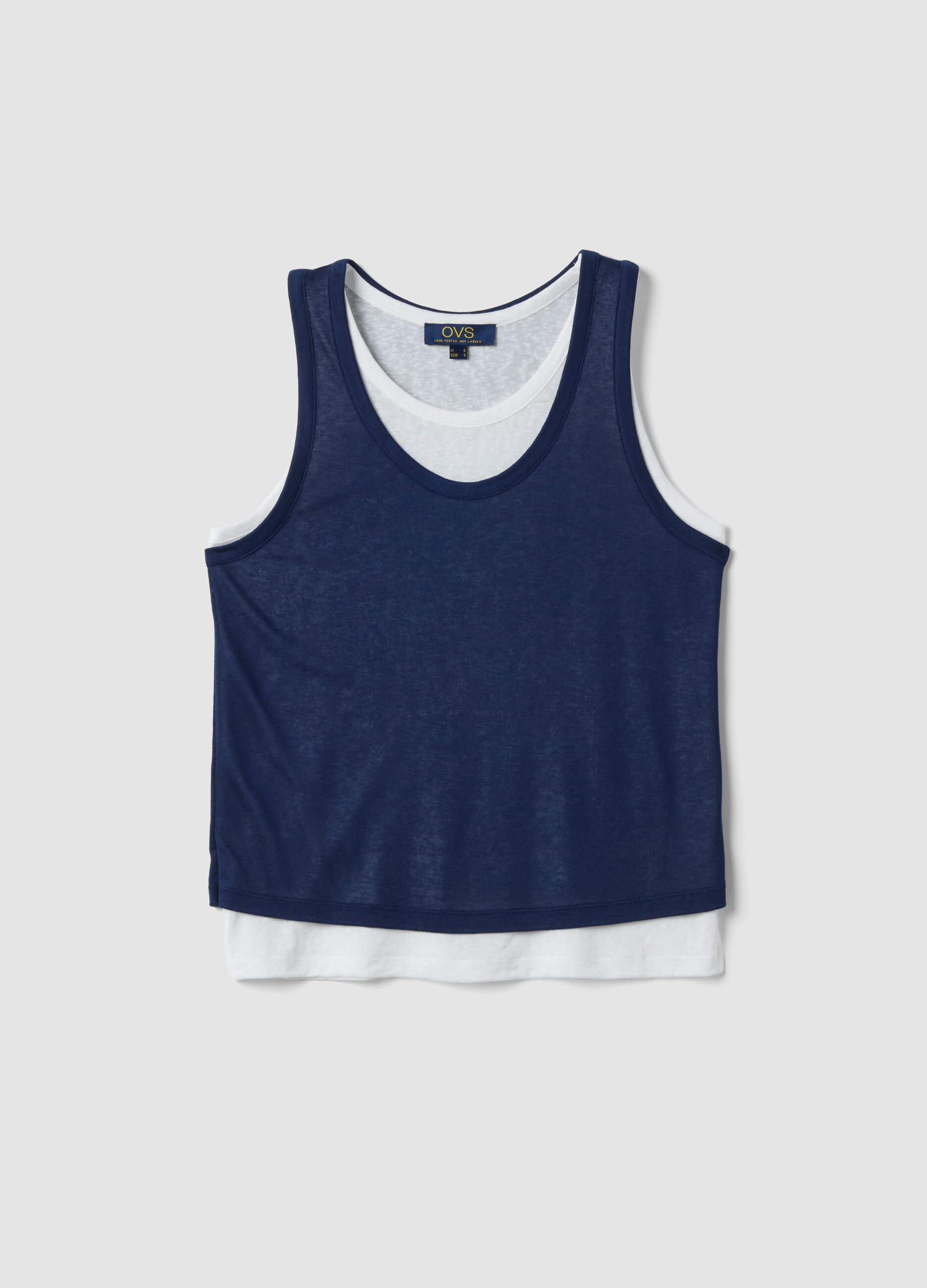 Tank top blu in misto viscosa regular fit