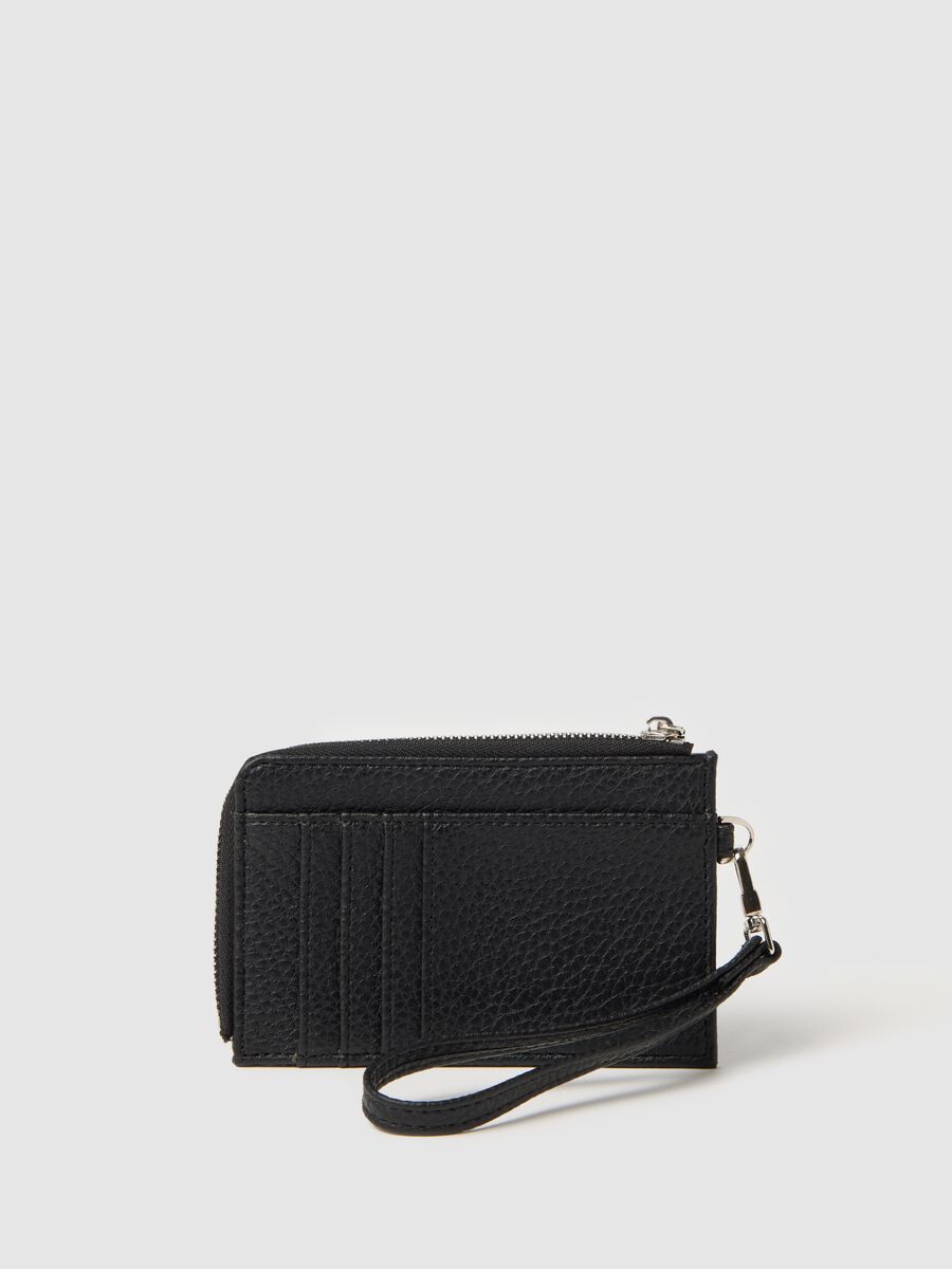 Textured black wallet with strap_1