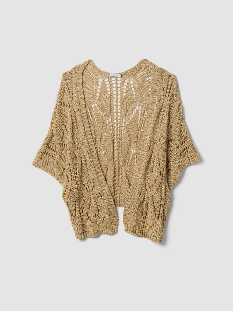 Cardigan beige in misto viscosa traforato_4