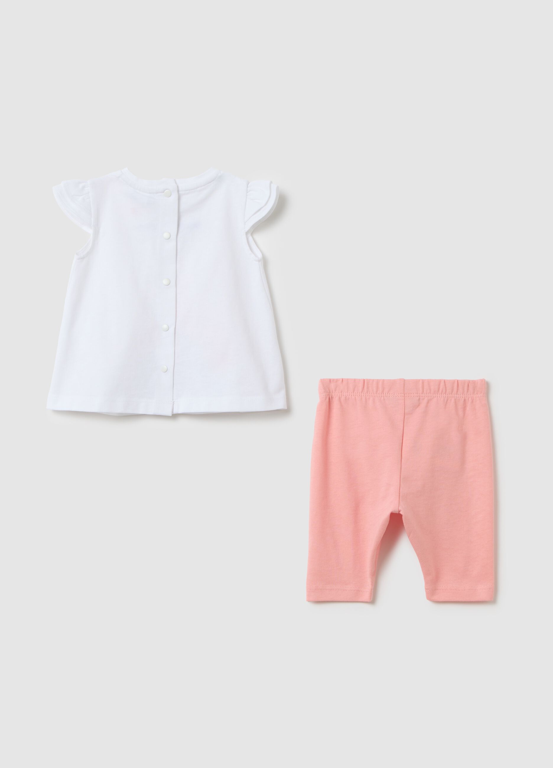 Set neonato da bambina in puro cotone bianco con rouches