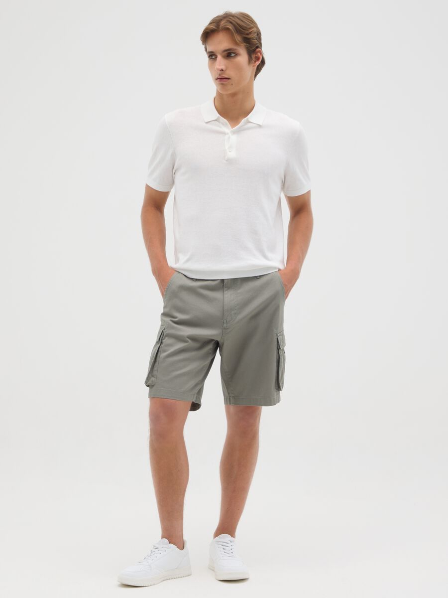 Men's green pure cotton Bermuda shorts regular fit_0