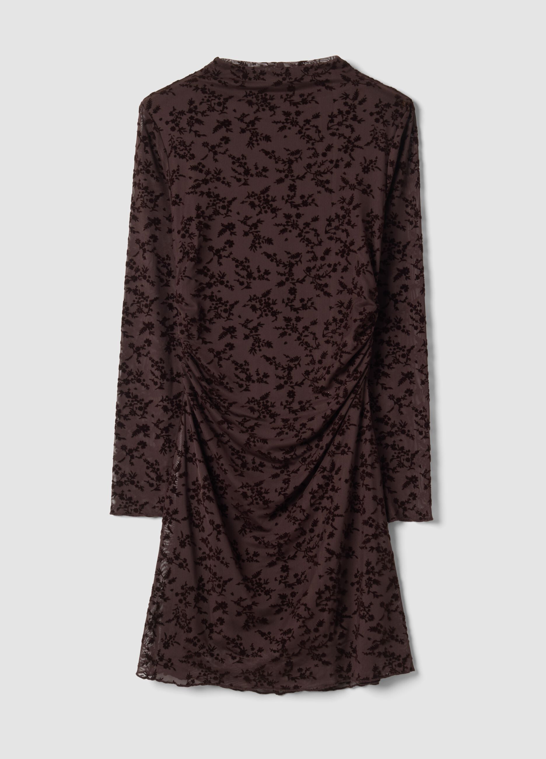 Brown stretch dress with high neck