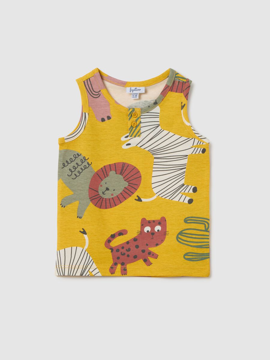 Yellow sleeveless baby cotton T-shirt_0