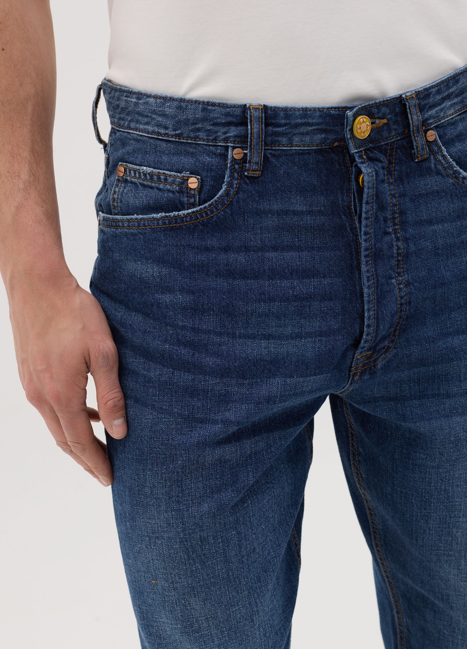 Jeans da uomo in denim blu regular fit