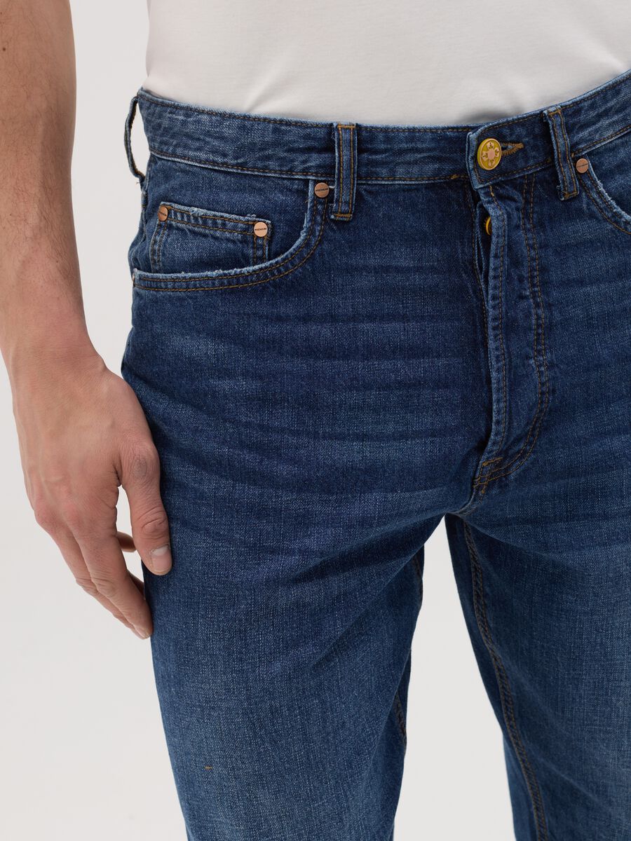 Men's blue denim regular fit jeans_2
