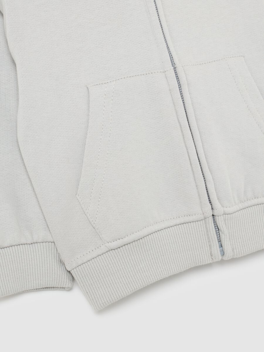Grey children's sweatshirt in pure cotton regular fit with hood and zip_3