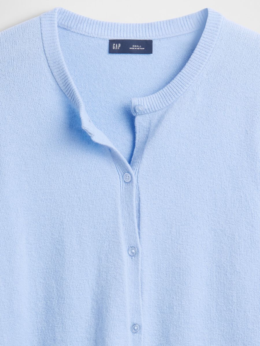 Blue Cotton Blend Cardigan_4