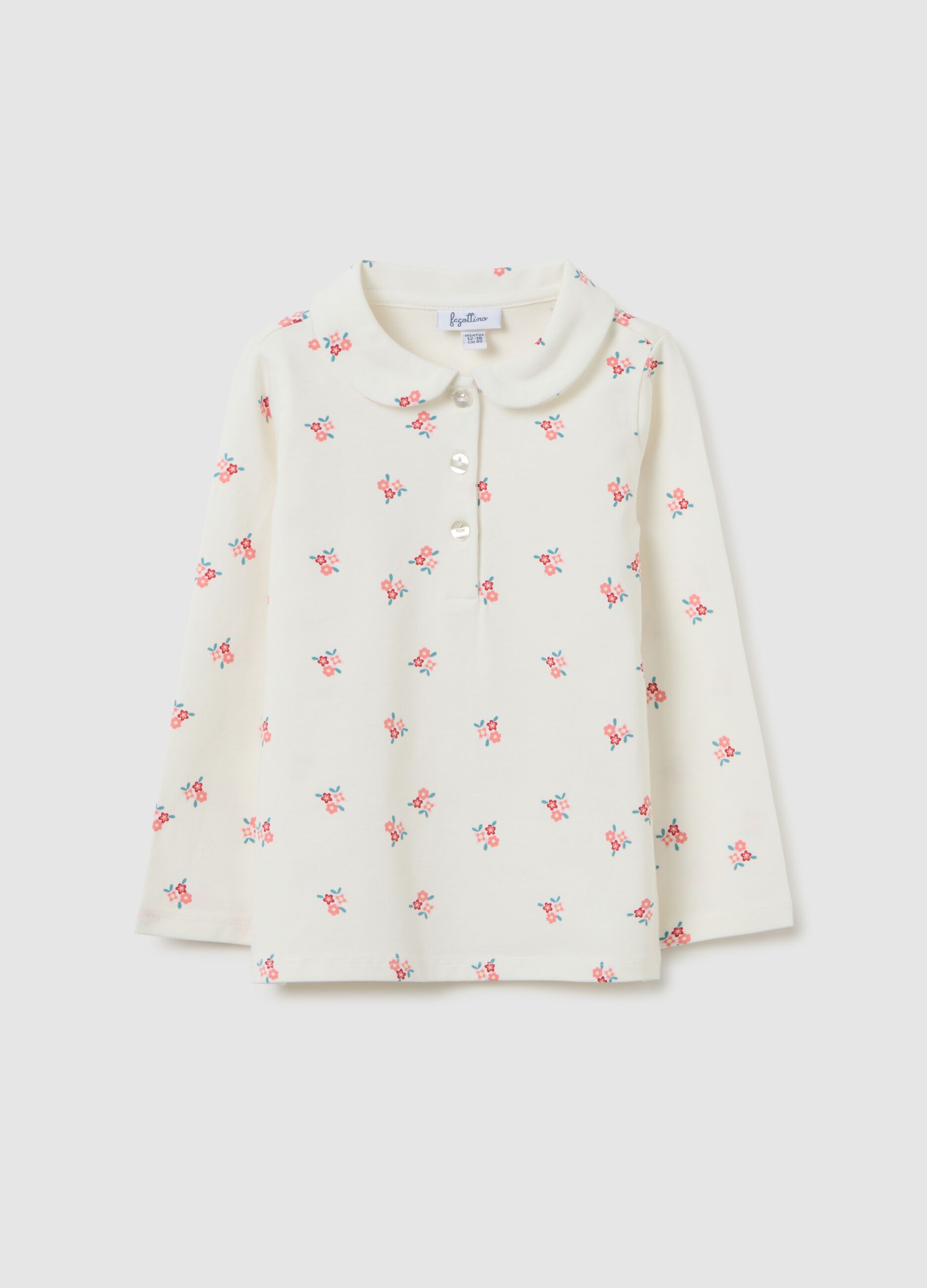 Girls' White Stretch Cotton Polo Regular Fit