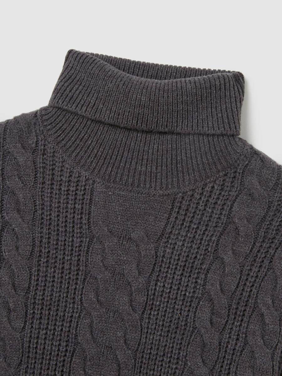 Grey turtleneck jumper regular fit with jacquard pattern_5