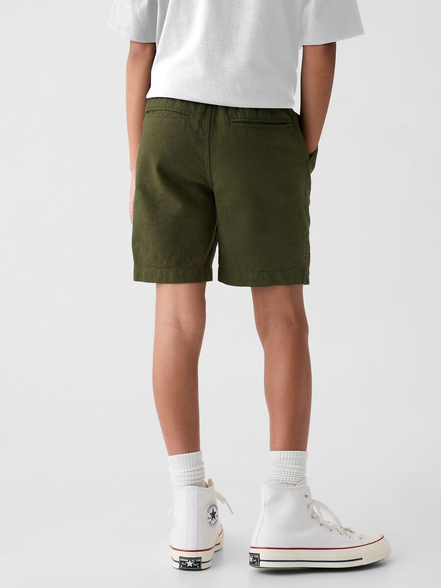 Linen and viscose Bermuda shorts with stretch waist_2