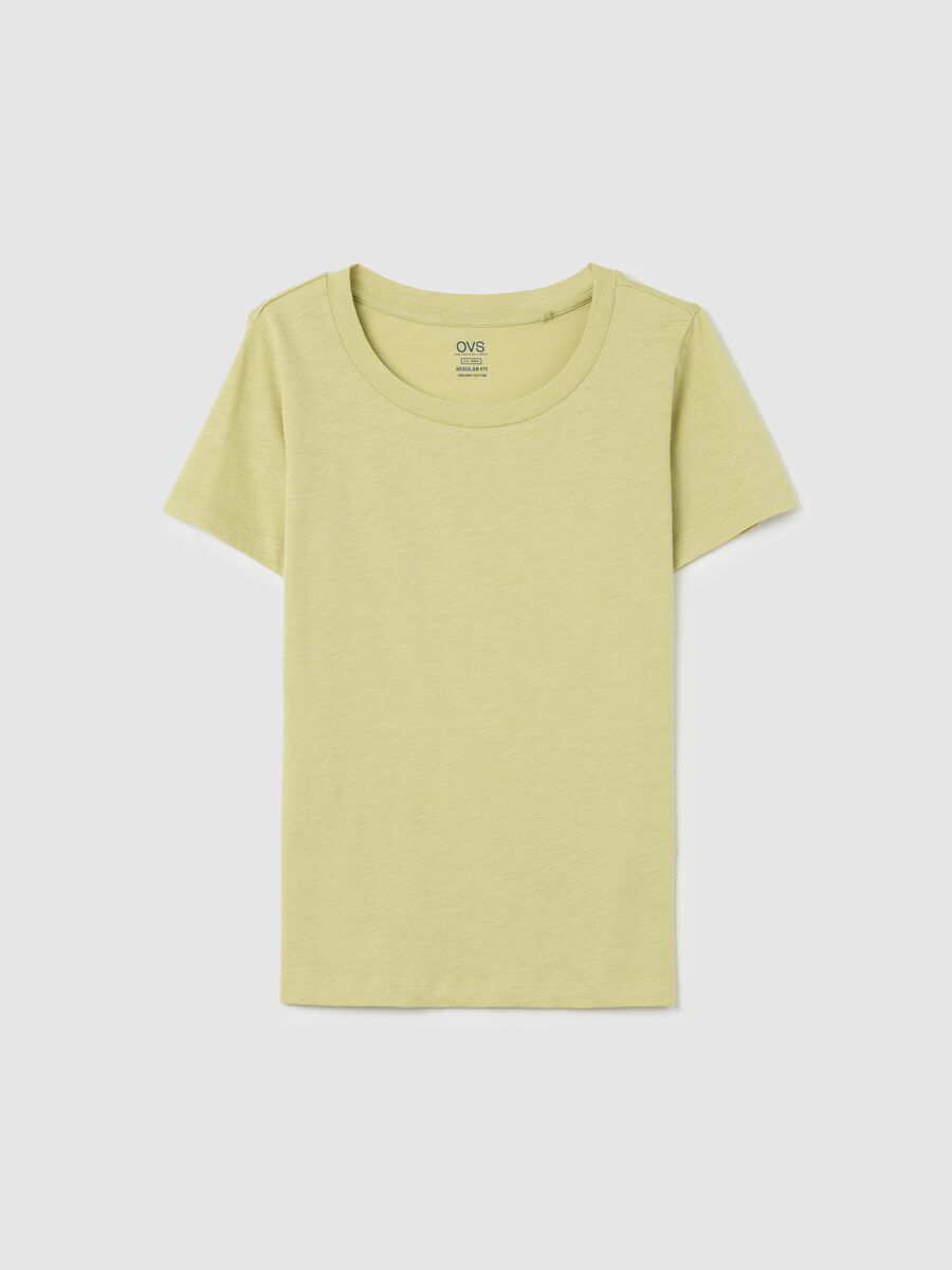 Light yellow crew neck T-shirt in pure cotton Ovs_4