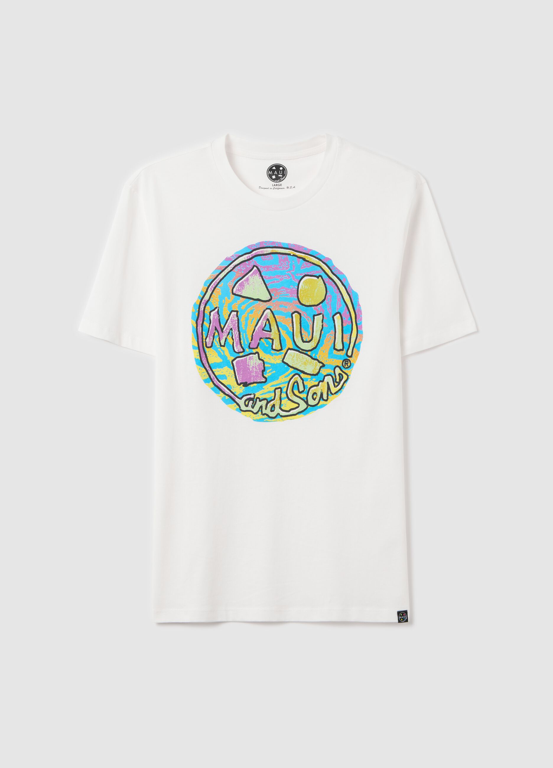 White T-shirt with Maui and Sons logo