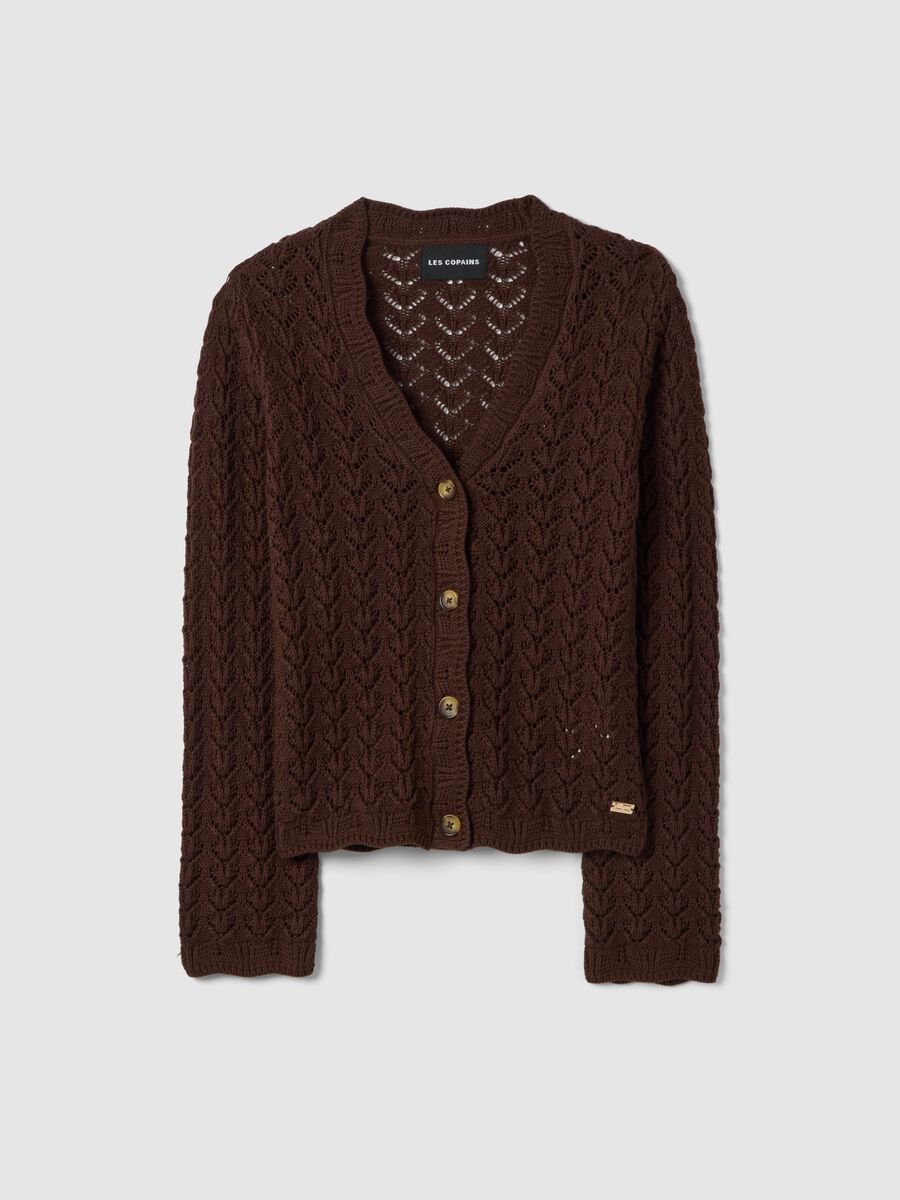 Cardigan marrone in puro cotone_4