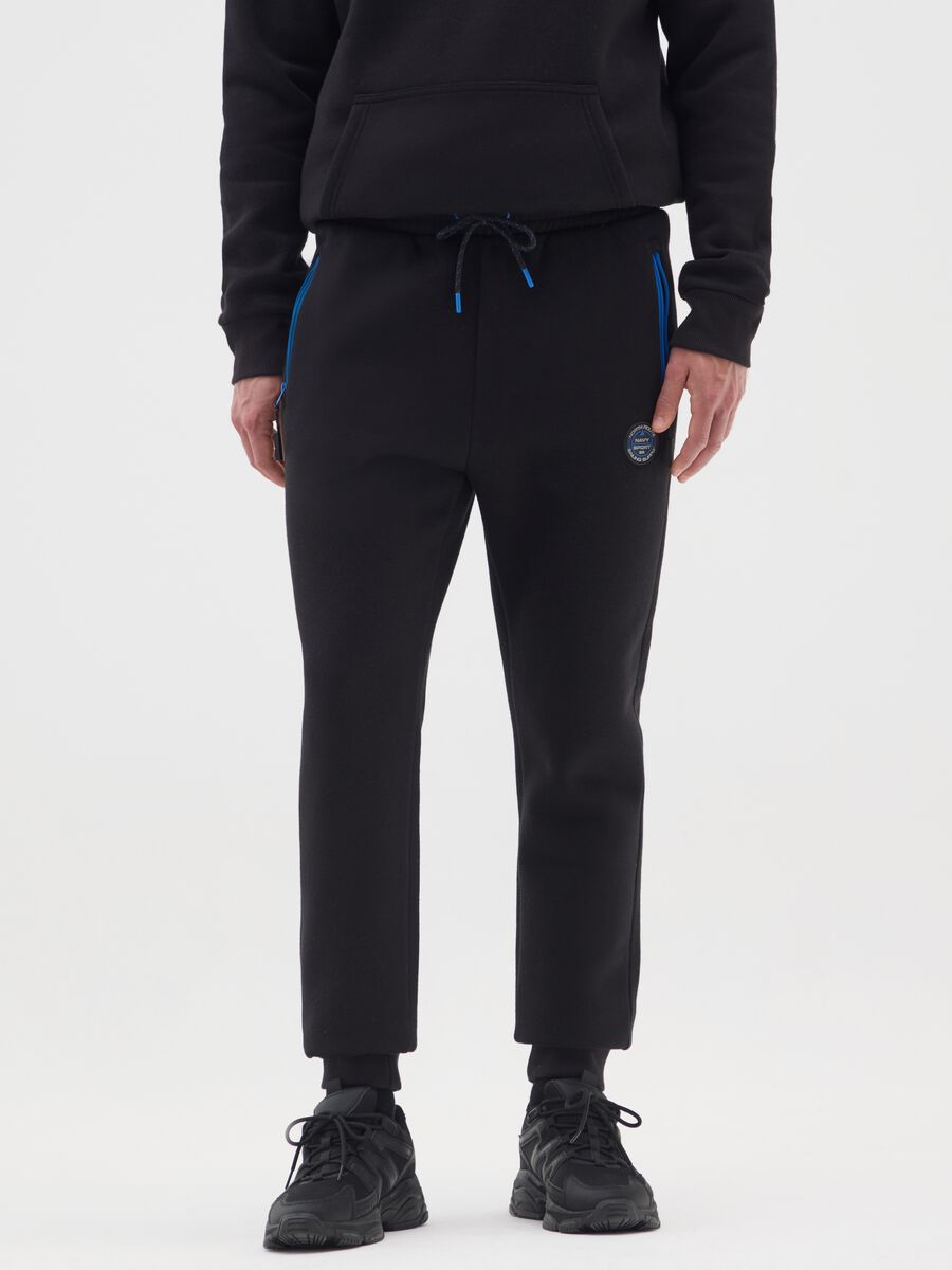 Pantaloni sportivi in misto cotone nero regular fit_1