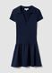 Blue regular fit stretch cotton dress with V-neck_4