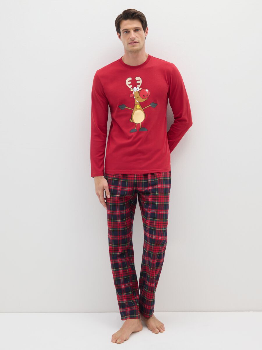 Multicoloured checked pure cotton pyjama trousers_0