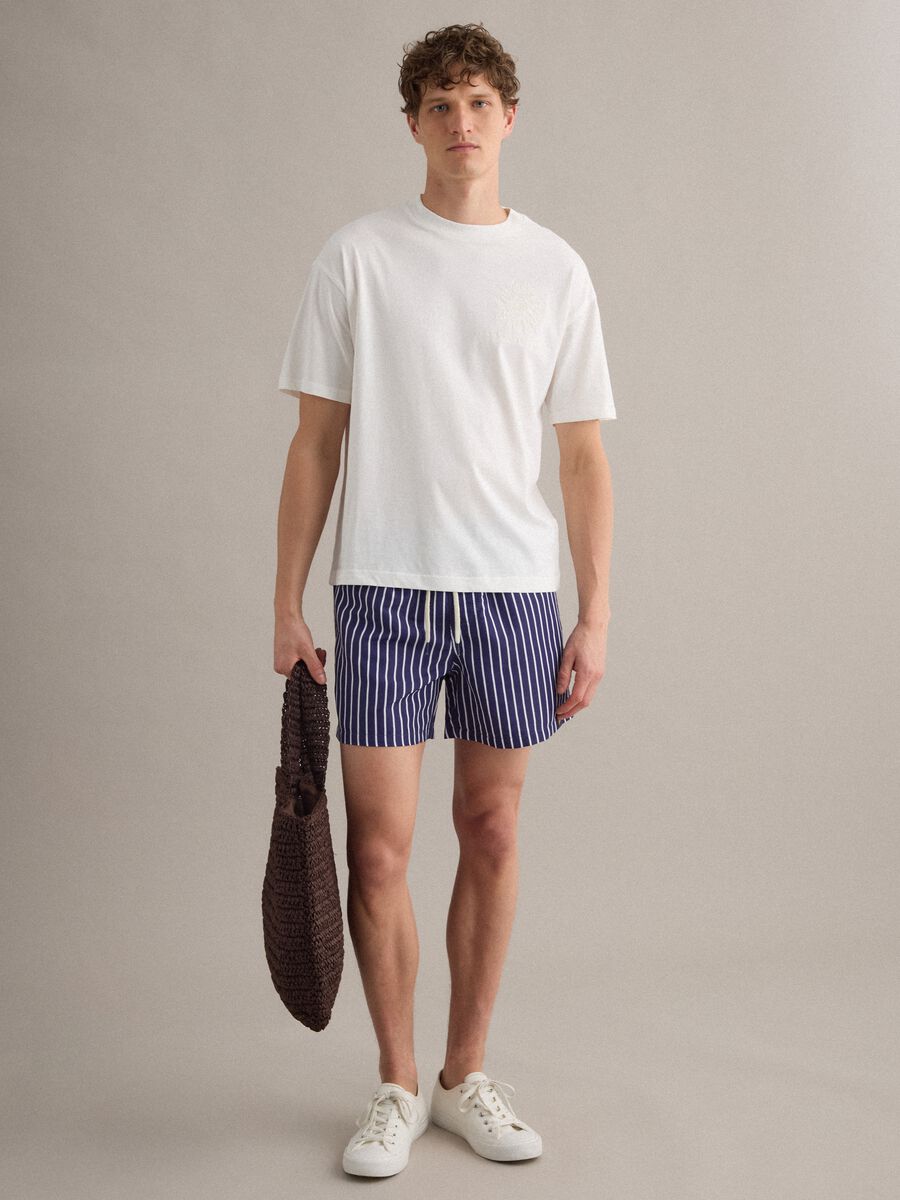 Boxer mare blu a righe bianche con coulisse_0