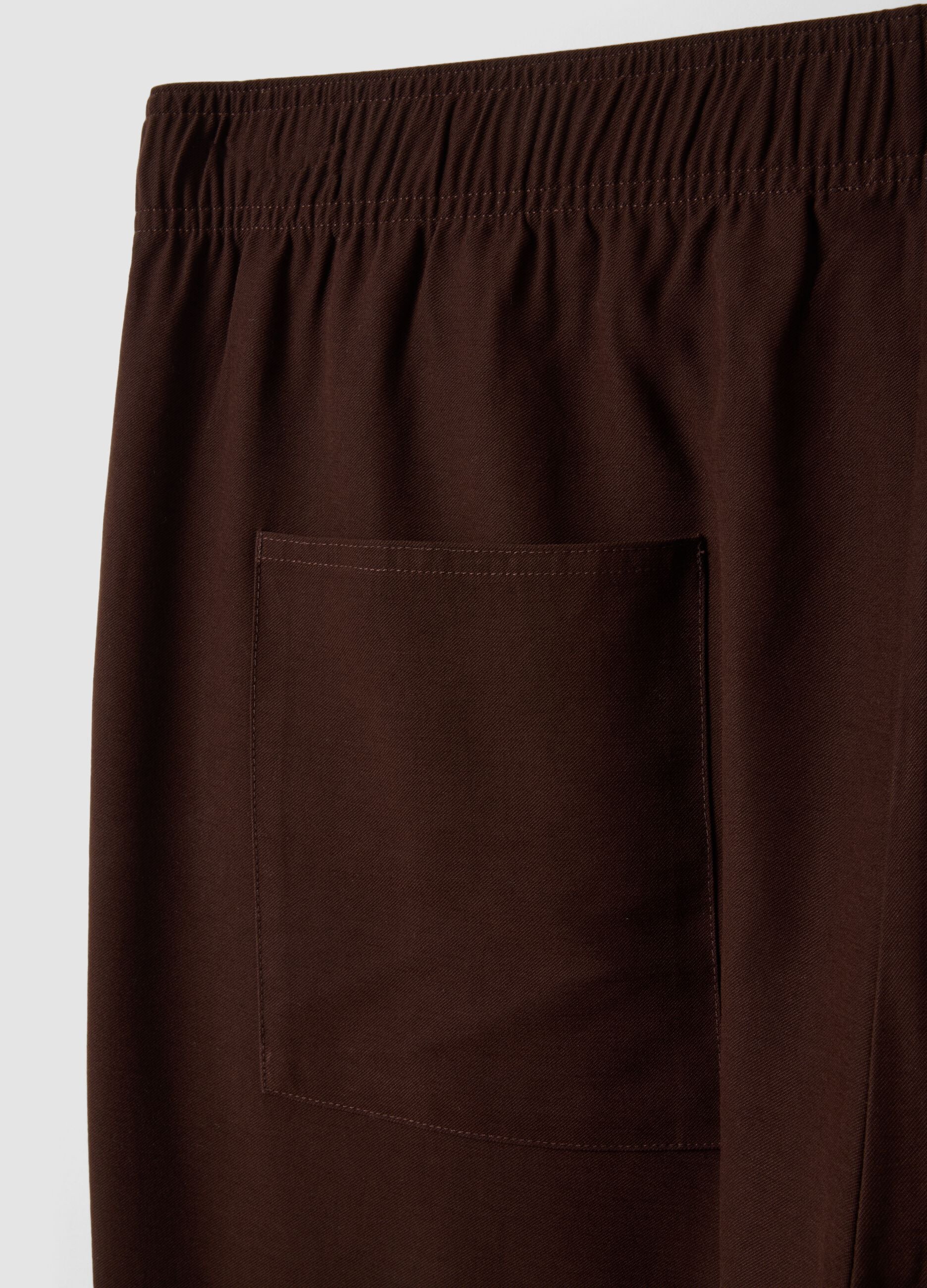 Brown wide-leg viscose-blend trousers
