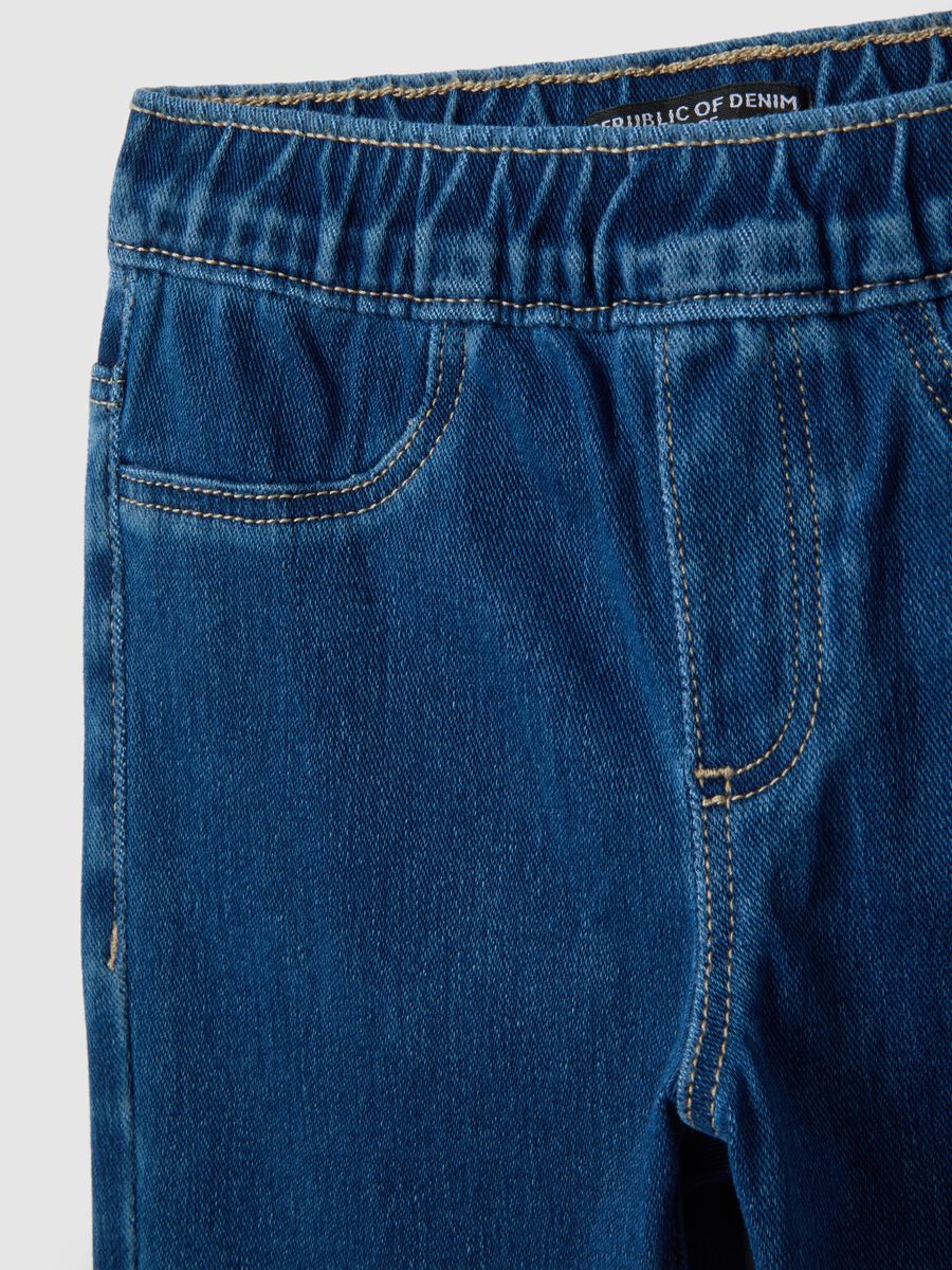 Girls' Blue Stretch Cotton Flare Fit Jeggings_2