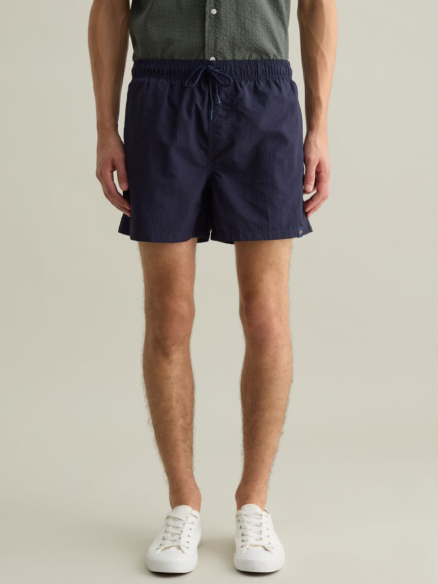 Men’s blue regular-fit swim boxers with elastic and drawstring_1