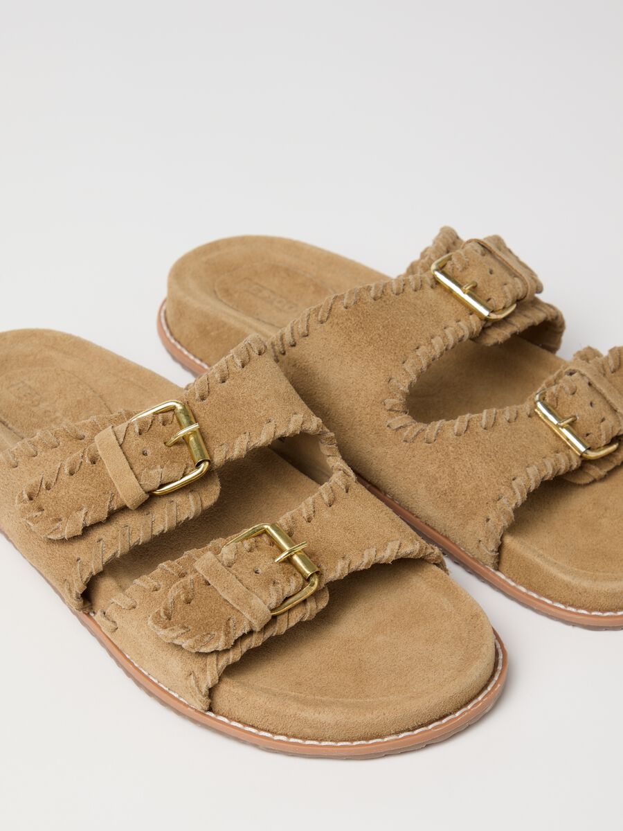Beige sandals in genuine suede leather_2