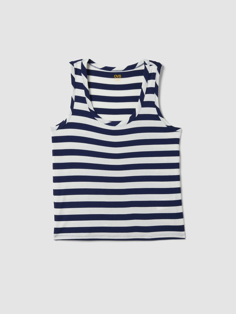 Multicolour striped regular-fit stretch viscose tank top_0
