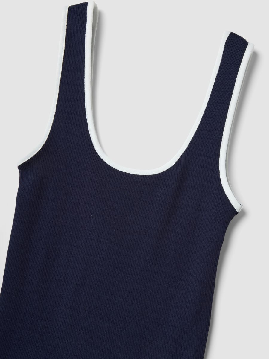 Tank top blu in puro cotone_1