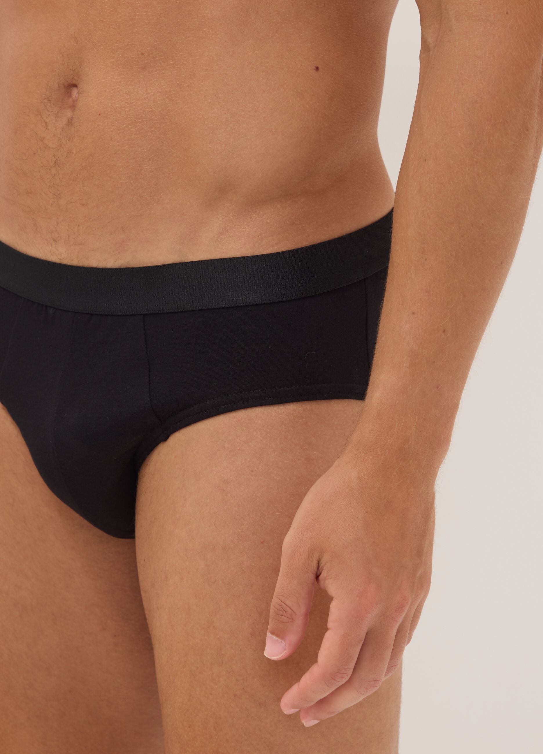 Five-pack of black stretch organic cotton briefs