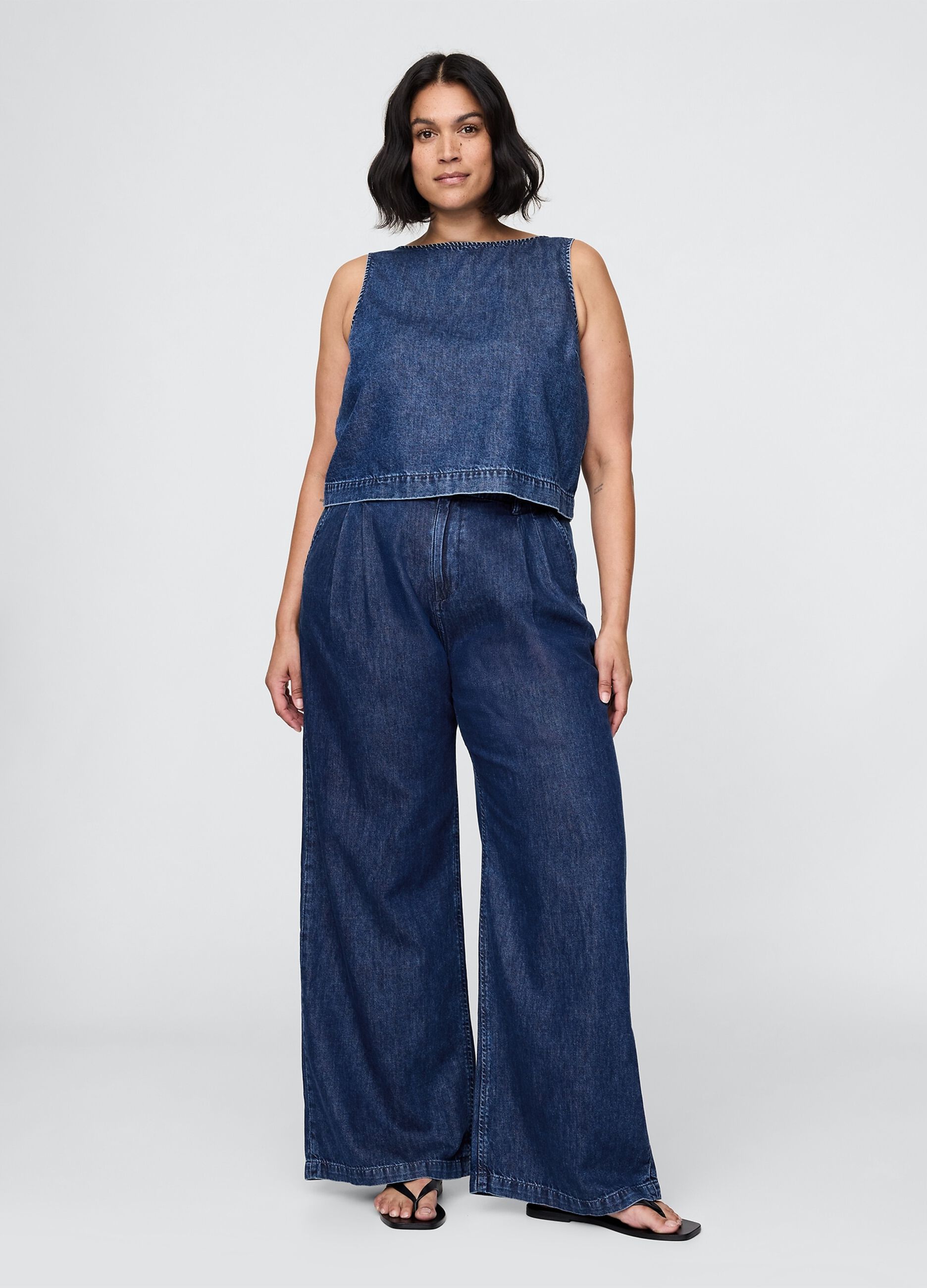 Jeans wide leg in denim