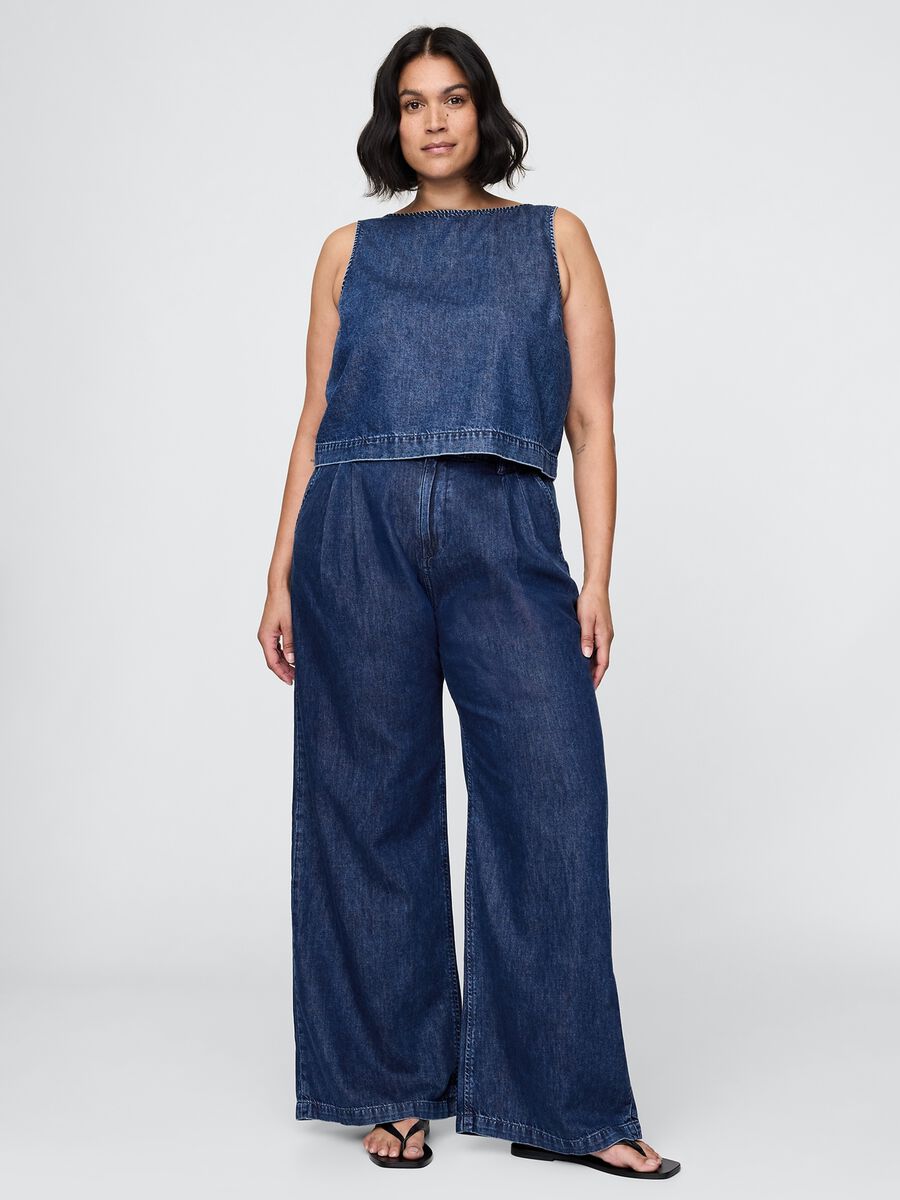 Palazzo Trousers in Denim_4
