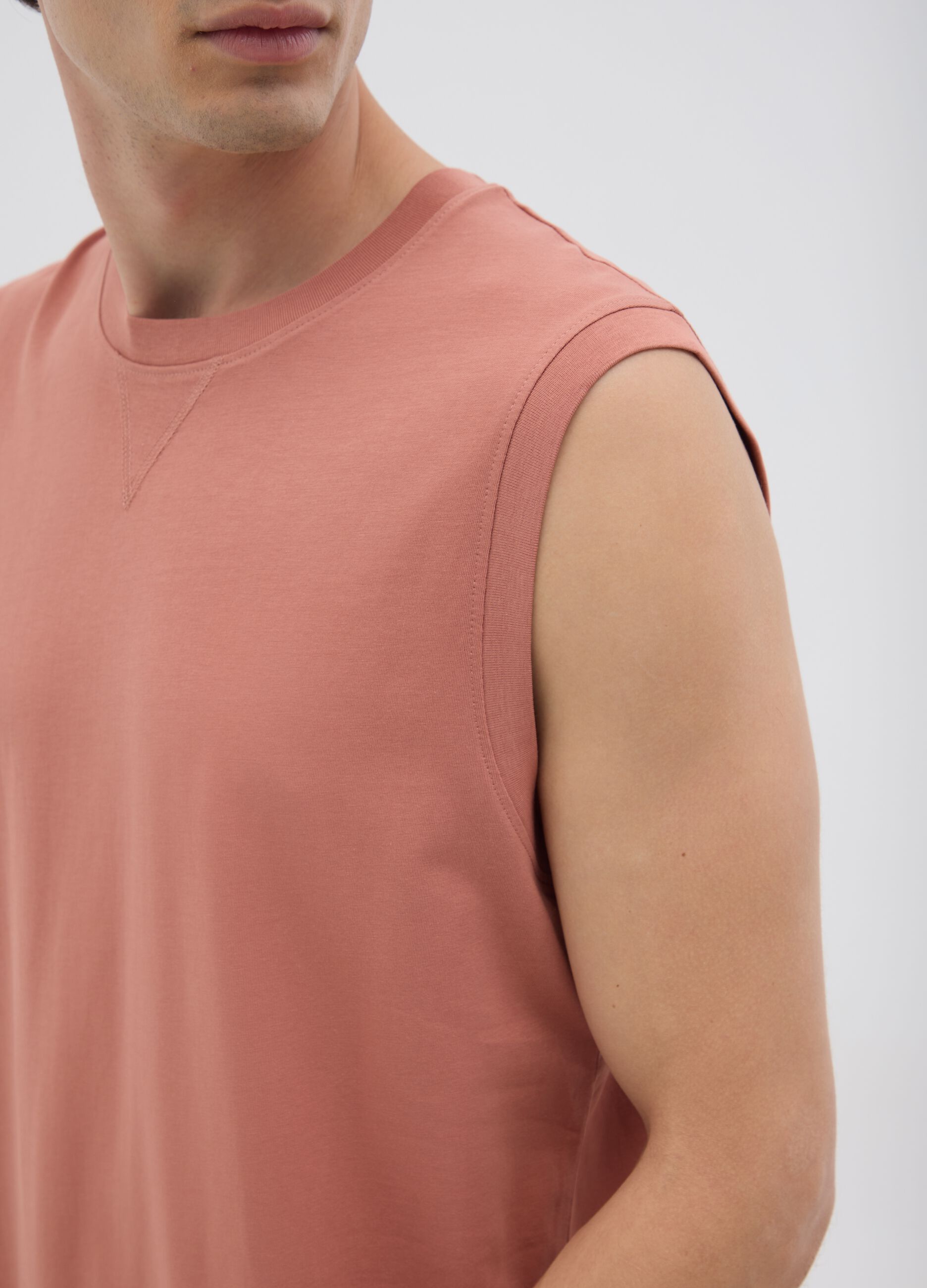 Canotta oversize da uomo in puro cotone rosa regular fit
