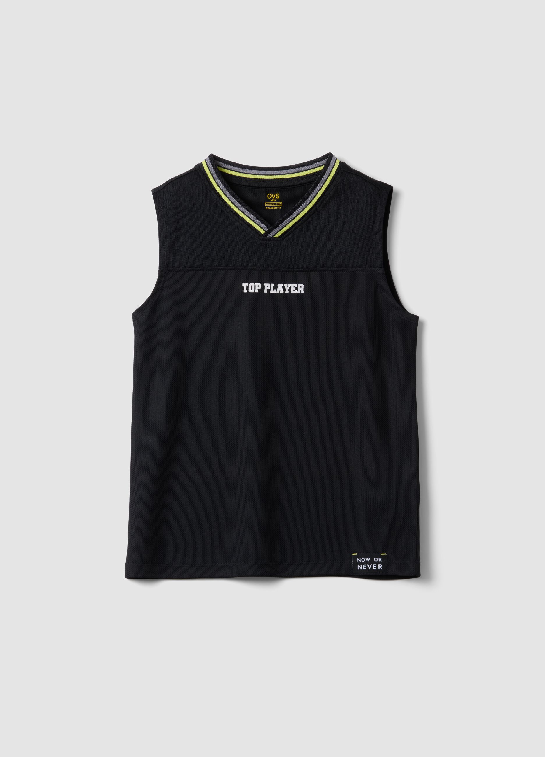 Black sporty V-neck vest