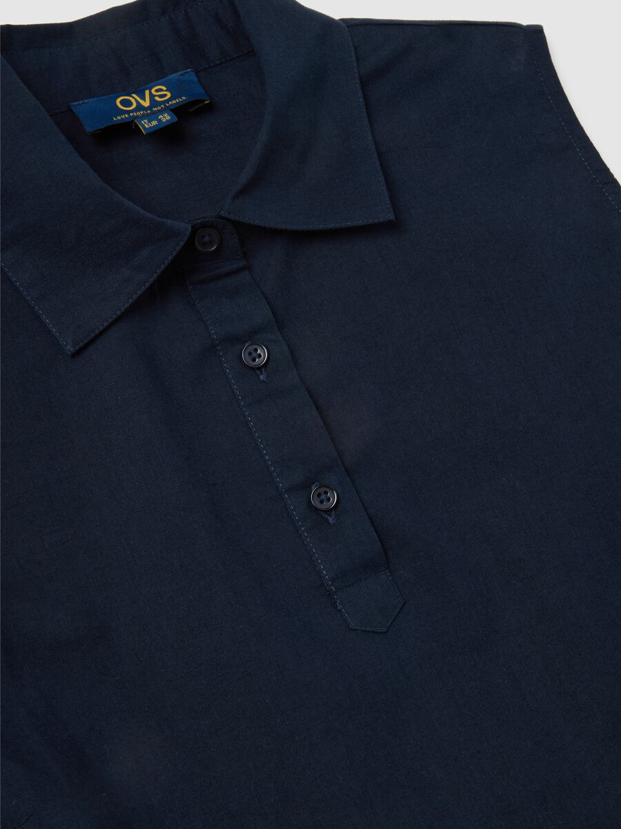 Women's Sleeveless Blue Cotton Shirt - Regular Fit_1