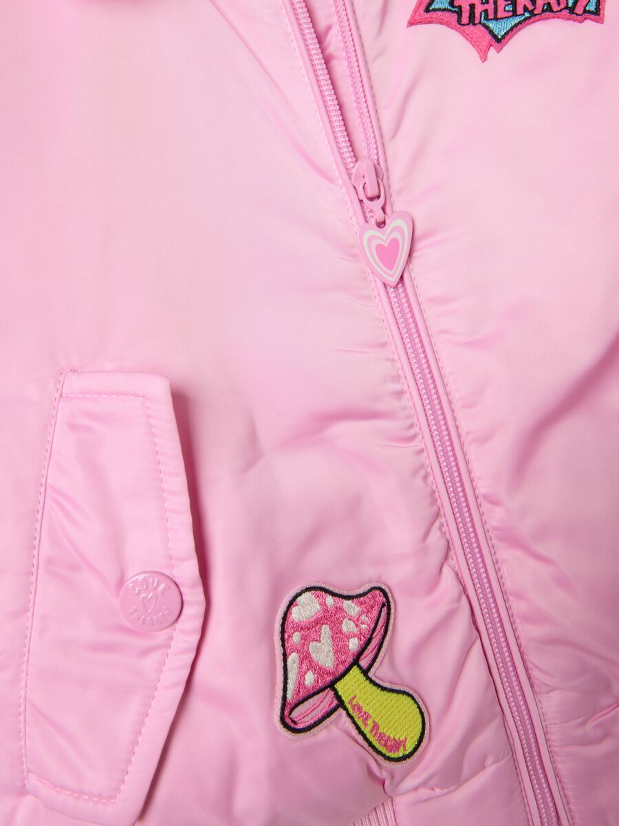 Girls' pink bomber jacket with an oversized fit_3