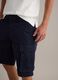 Blue stretch cotton cargo shorts, regular fit_3