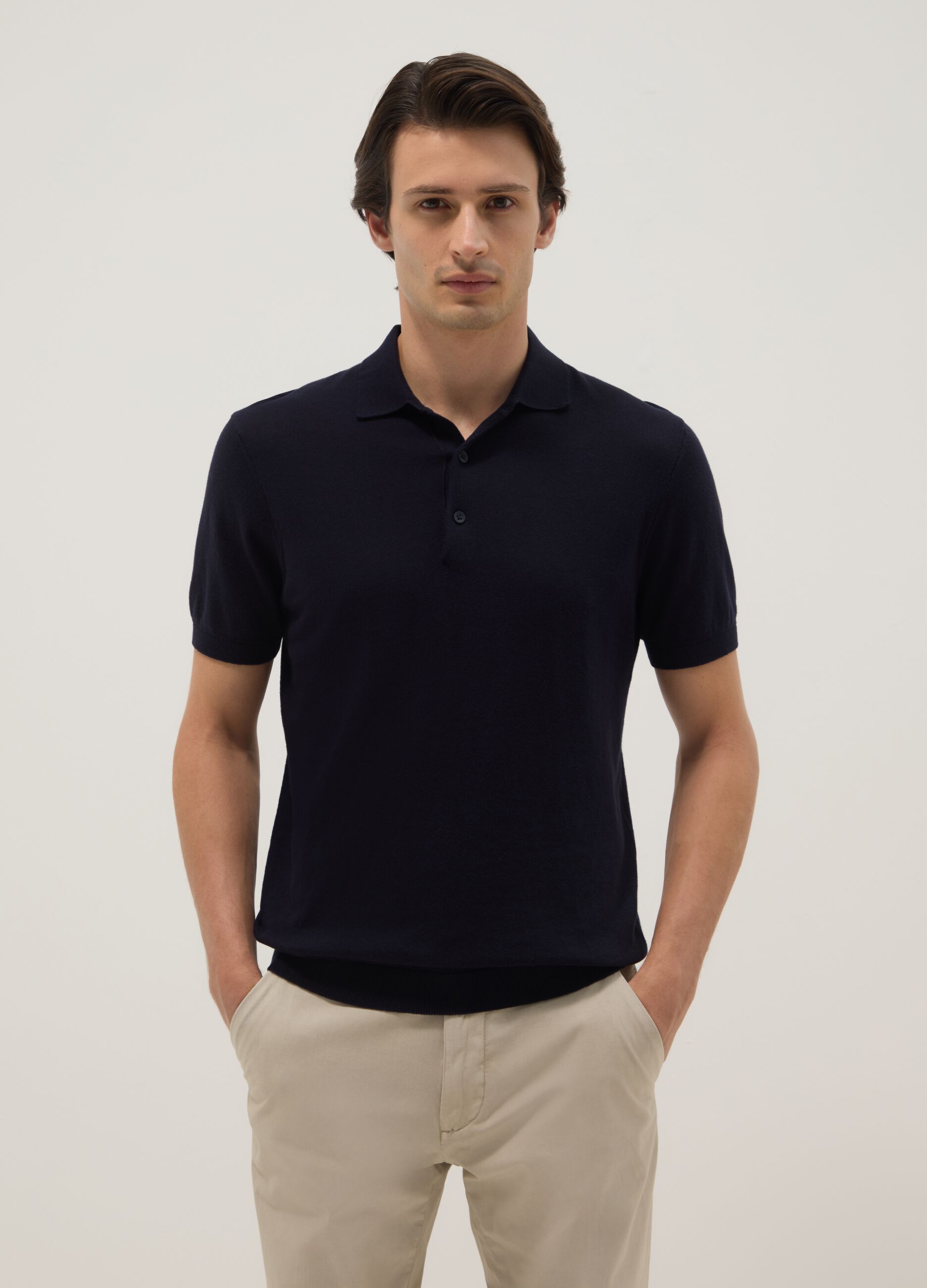 Pure cotton blue polo regular fit